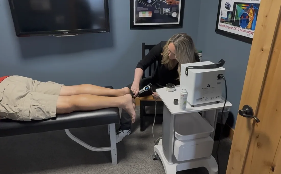 Shockwave therapy session at Brouse Chiropractic