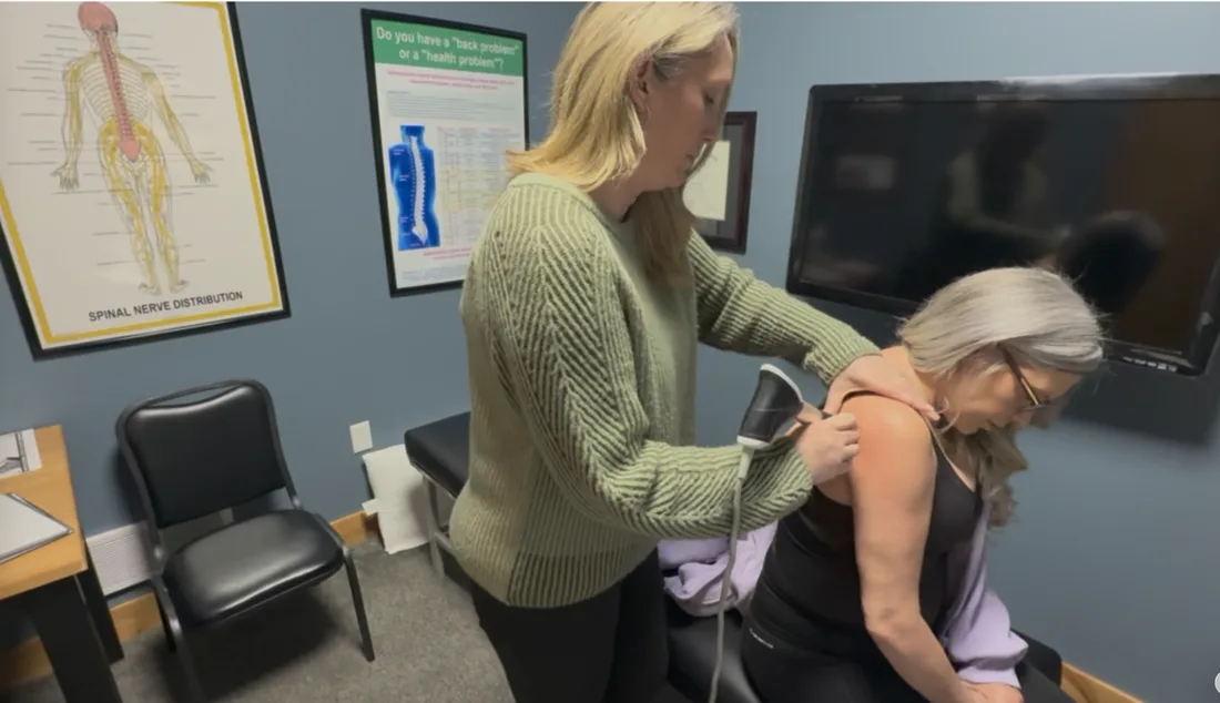 Patient receiving shockwave therapy treatment